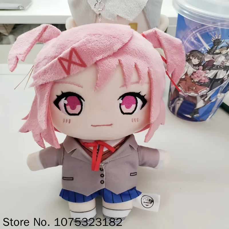Hot Anime Natsuki Plush Doki Doki Literature Club Soft Stuffed Doll Keychain Cartoon Pendant Peripheral Anime Fans Birthday Toys