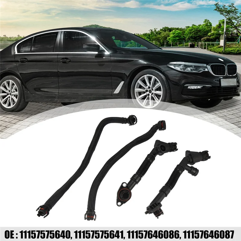 4PCS Car Left+Right Crankcase Vent Pipe for BMW 550I 650I 750I 750Li X5 X6 11157575641, 11157646087, 11157575640