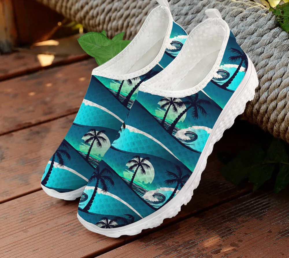 Pink Red Flower Print Women Flats Shoes Breathable Lightweight Ladies Summer Outdoor Sneakers Casual Shoes Dropship
