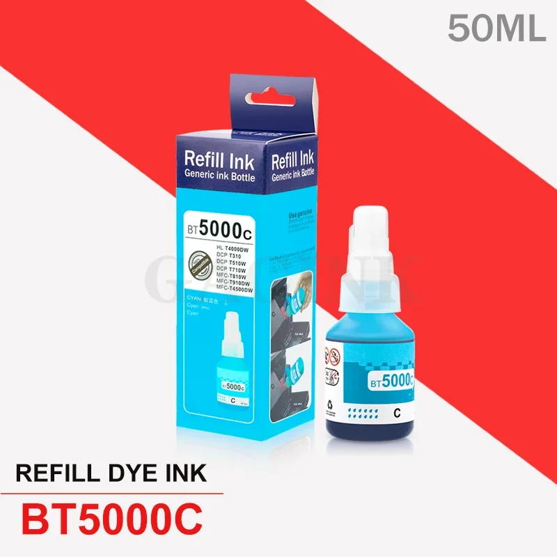 GACINK Dye Ink Kit 4Colors/Set For BR DCP T300 T500W Inkjet Printer For Brother MFC-T800W Ink Tank Printer