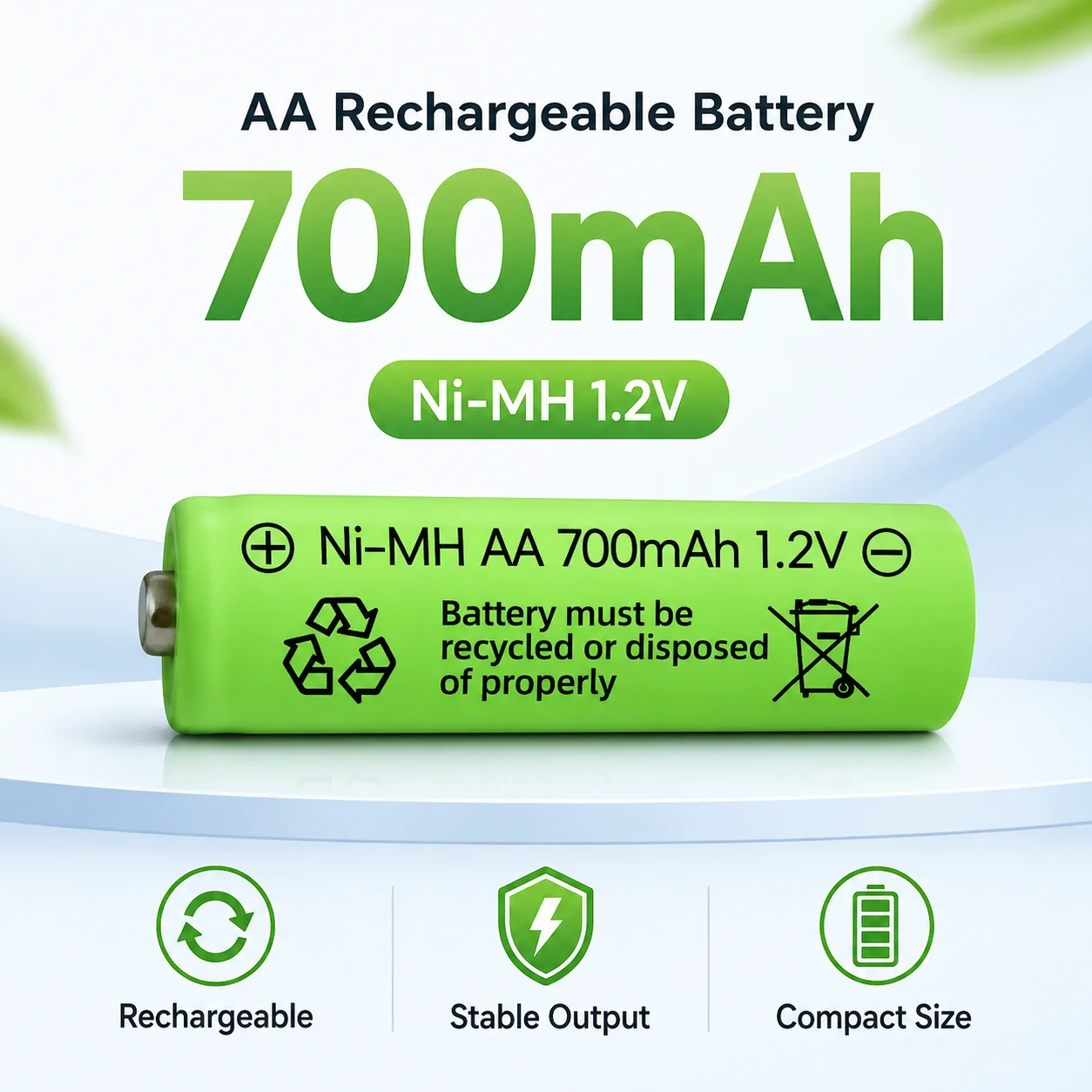 

Ni‑MH No.5 No.7 Battery AA 700mAh 1.2V Rechargeable Battery For Solar Lawn Lamp Craft Light Decorative Lights