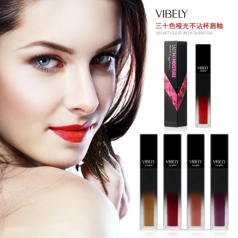 Matte Lipgloss Waterproof 30 Color Sexy Liquid Lipstick Long Lasting 24 Hours Lip Gloss Glaze Cosmetic Female Beauty Lip Makeup