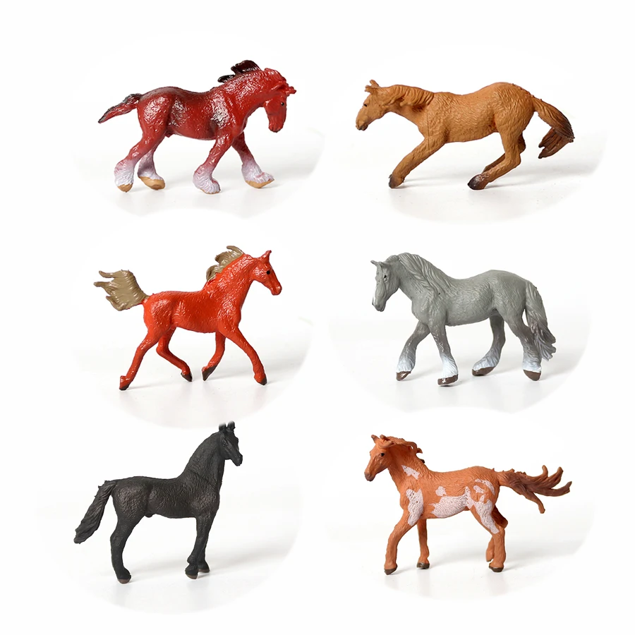 18 PCS Plastic Mini Horse Pony Figures Farm Animal Horses Figurines Horse Foal Toys Cake Topper Party Favor for Boys Girls