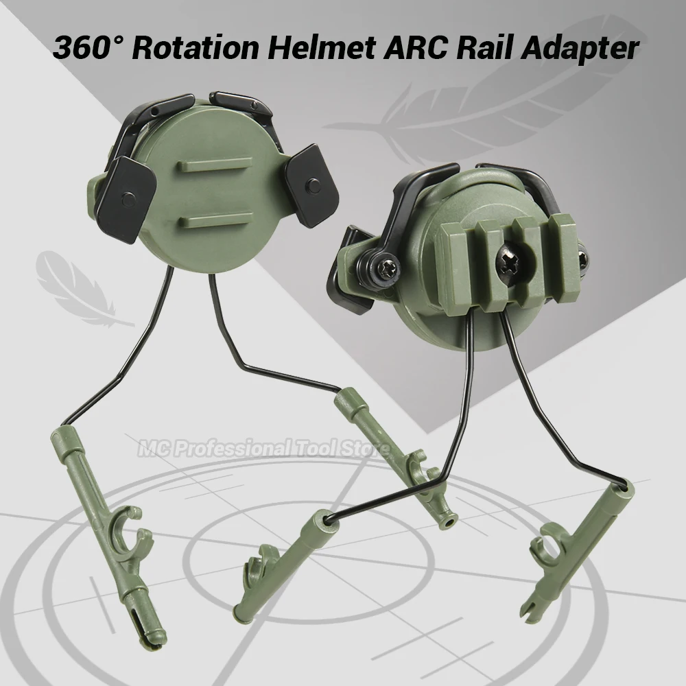 Suporte tático para fone de ouvido, adaptador de suspensão de trilho para capacete, montagens rápidas, rotação 360, airsoft, paintball, suporte para fone de ouvido