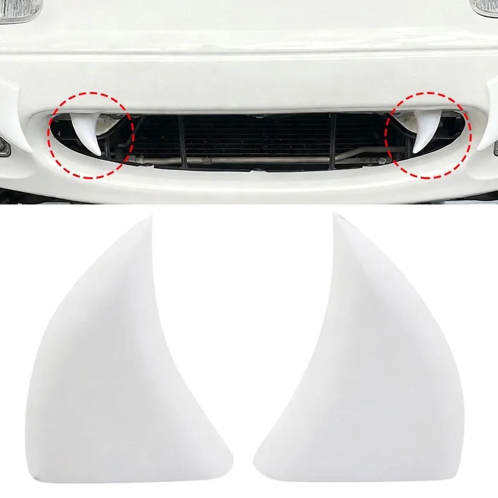 Car Teeth Halloween 2X 3D Vampire Fangs Car Teeth White Devil Horns Bumper Decor Waterproof Halloween Car Fangs For Halloween