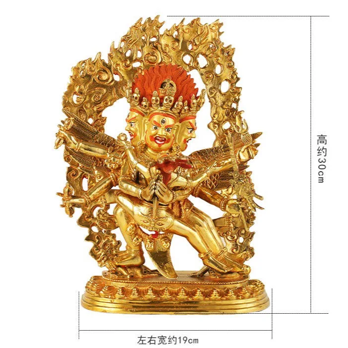 large Asia Buddhism home temple Patron saint gilding standing Vajrakila PUBA Yamantaka Buddha statue bless Safety luck