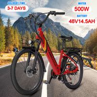 LANKELEISI ES500Pro Electric Bicycle 500W Motor 48V14.5AH Lithium Battery Electric Bike 24Inch Rubber Tire Mountain Road E-Bike