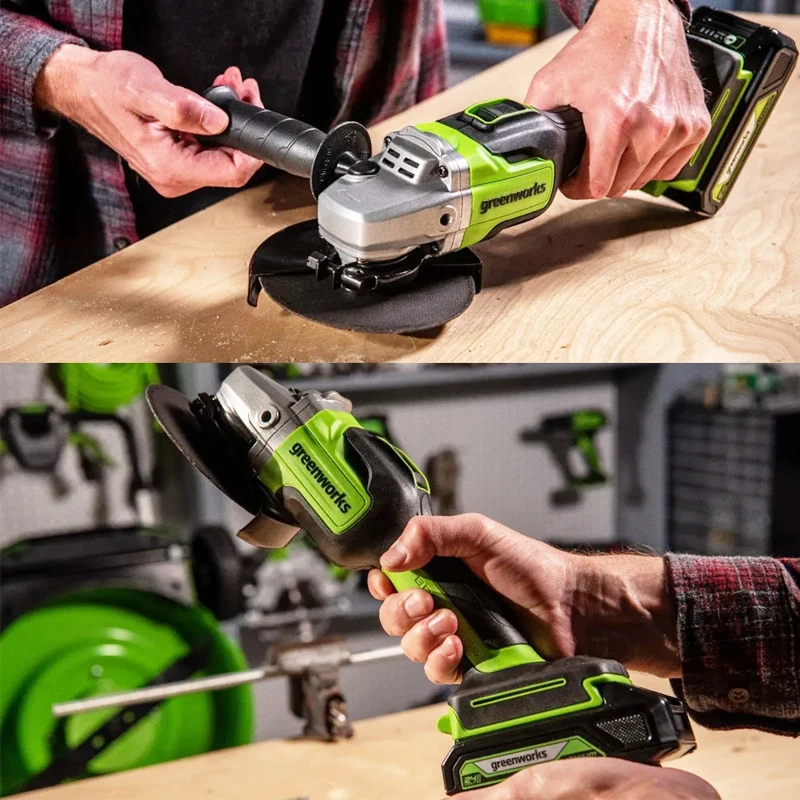 Greenworks 24V Brushless Grinder Angle 100mm Cutting Variable speed Electric Power Tool with battery charger Rechargeable