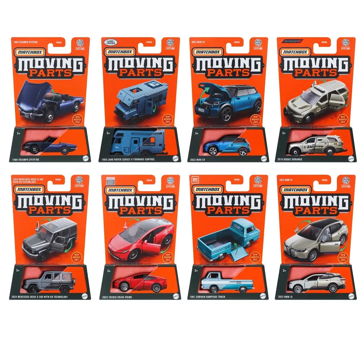 Mattel Matchbox Cars Moving Parts 2024 Mix 8 Vehicles FWD28 959R Model Collection Diecast Metal Car Toy Gift