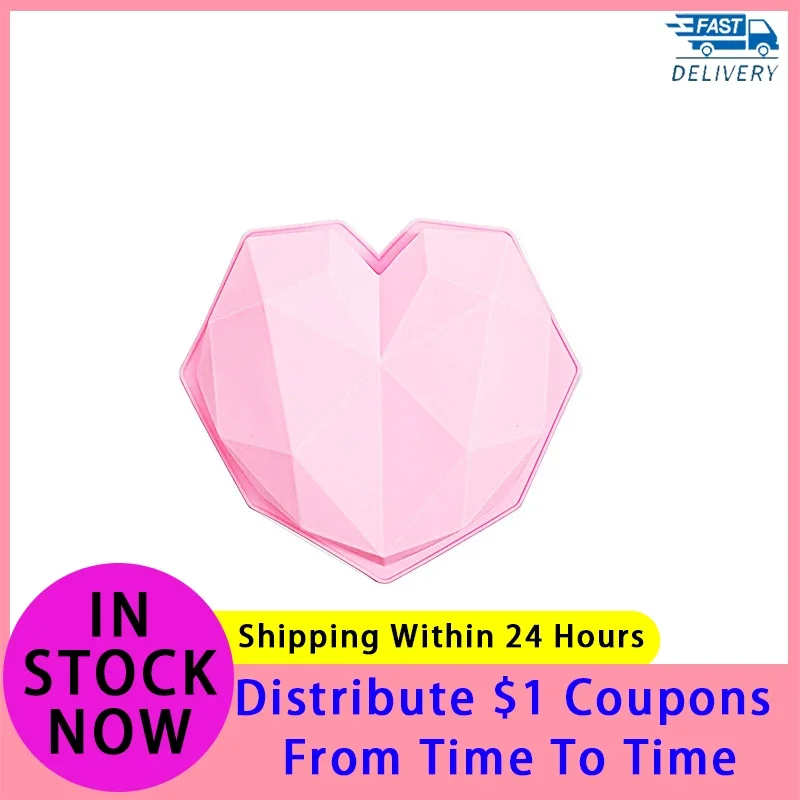 3D Diamond Love Heart Shape for pastry Silicone Molds Baking Sponge Chiffon chocolate Mousse Dessert Cake Mold Kitchen Decorate