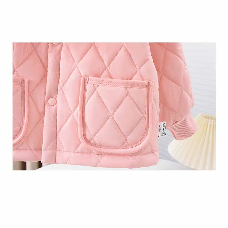 New Girls Warm Clothing Sets Winter Baby Clip Cotton Two-Piece Autumn Children Lapel Solid Color Fashion Suit 12M-6 Years