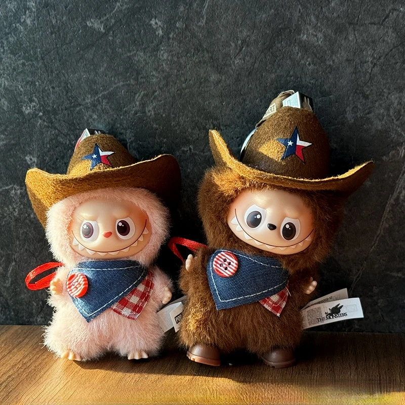 

Clothes For 10cm 4.0 Mini Labubu 4th Gen Dolls Western Cowboy Doll Clothes Set Hat Bandana Cool Boys' Style For Outfits