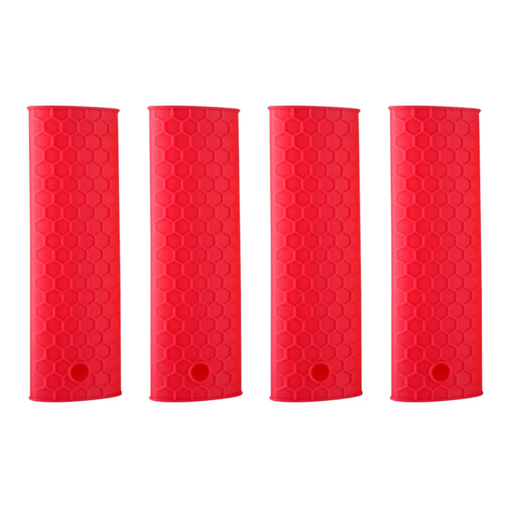 Cubierta de mango de olla de silicona, funda resistente al calor, soporte antideslizante, Protector de agarre de sartén Flexible, herramienta de cocina, 4 Uds.