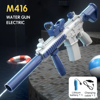 Water Gun Toy Portable M416 Water Gun Automatic Water Spray Gun Toys Electric Burst Water Gun Children Outdoor Water Fight Toys