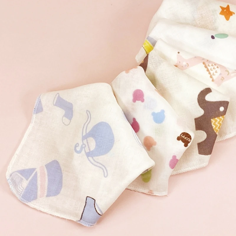 10Pcs Baby Washcloth Set Cartoon Double Layer Gauze Infant Face Towel Burp Cloth