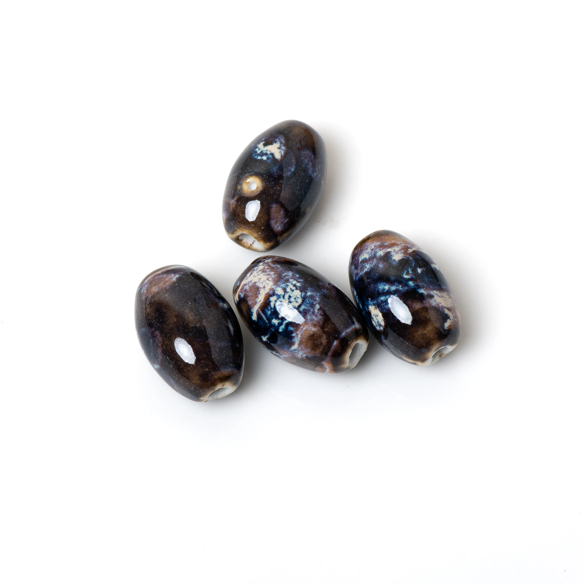 Artistic Blue Galaxy Ceramic Beads Barrel Shaped 26mm Large Hole Unique Design DIY Jewelry Crafting Materials Bracelet Necklace