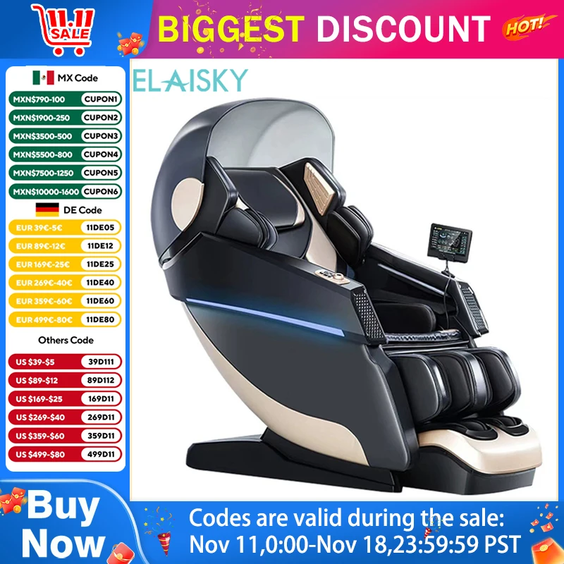 Electric Home Massage Chair SL Rail Fixed-Point Massage Full Body Chair Multi Functional Whole Body Airbags Zero Gravity Relax