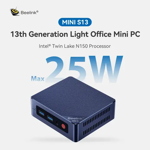 비링크 미니 S13 프로 미니 PC 트윈 레이크 N150 미니 PC WiFi6 윈도우 11 프로 DDR4 3200MHz M.2 2280 SSD BT5.2 USB3.2 게이밍 컴퓨터
