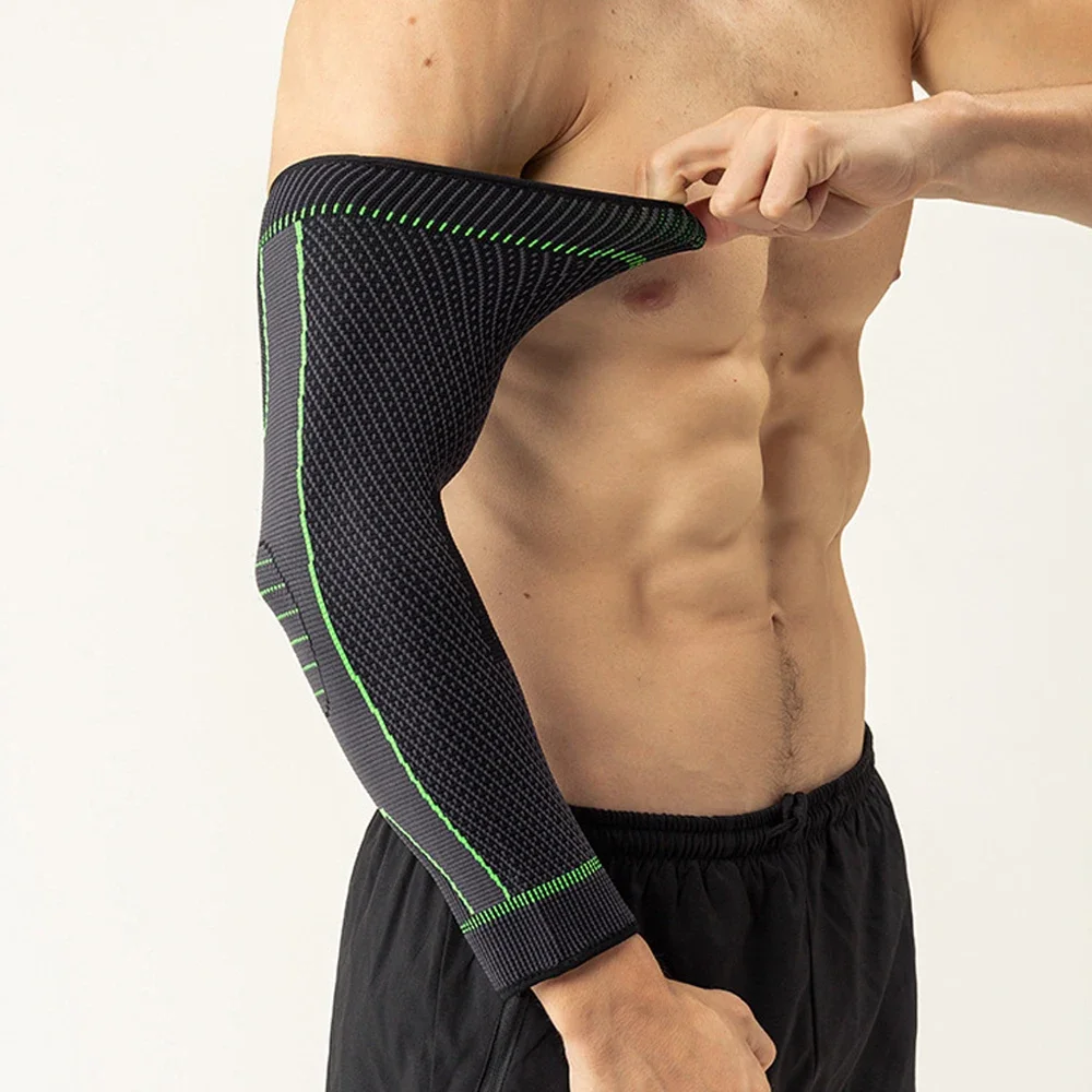 1 par de coderas mangas de compresión para hombres y mujeres, transpirable Tendonitis antideslizante para soporte de brazo, artritis, entrenamientos