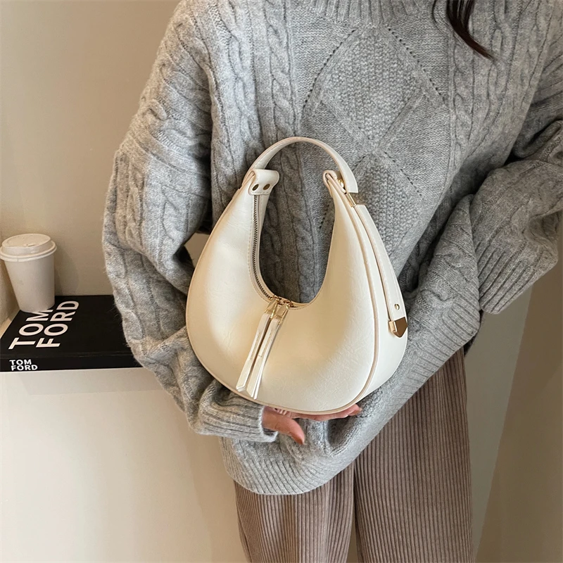 Brand Half Moon Handbag Luxury Pu Leather Underarm Shoulder Bag For Women Designer Handbag Purse 2023 Fashion Armpit Bag Hobos