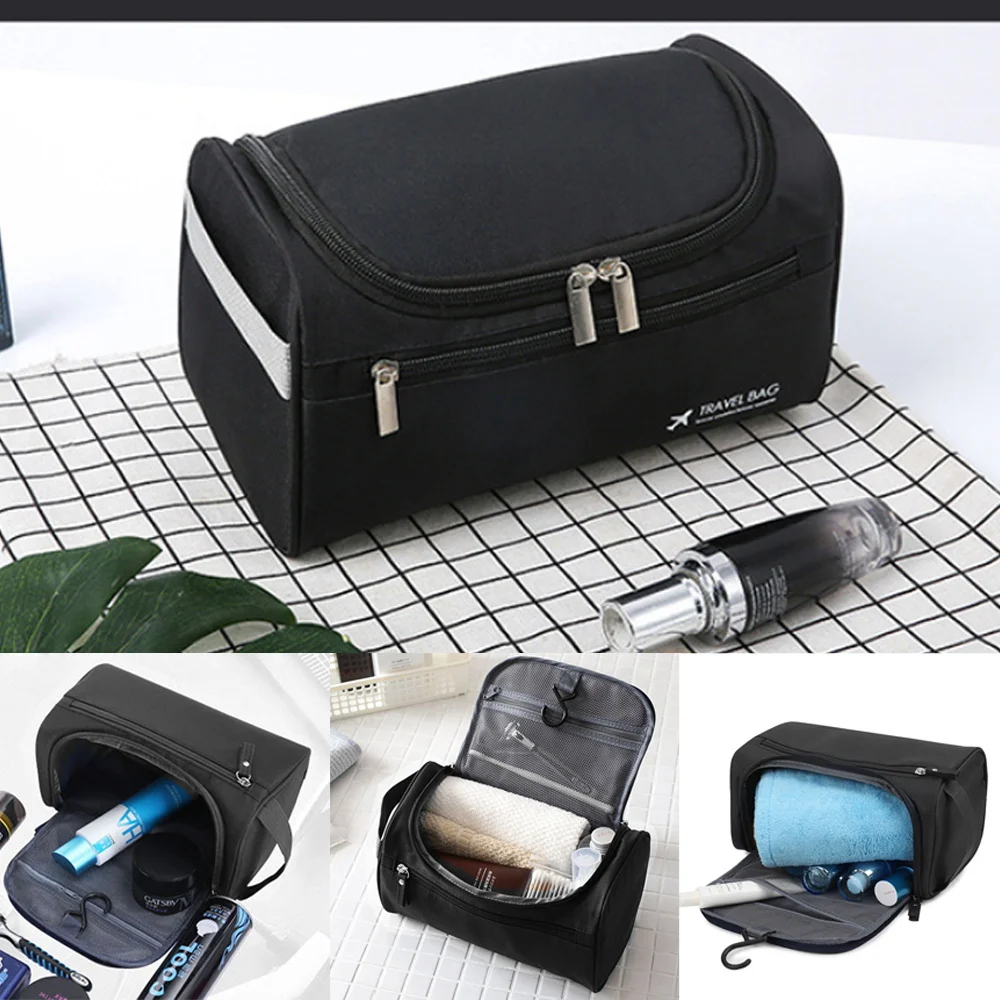 New Men Toiletry Organizer Male Shaving Cosmetic Case Waterproof Travel Wash Aaccessories Storage Bag White Letter Print Handbag