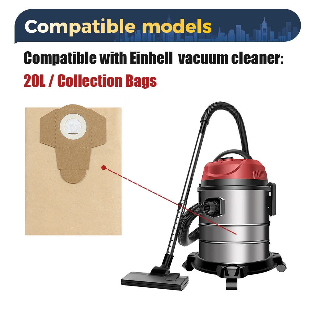 5/10 PCS 20L 30L Dust Collection Bag For Einhell BT-VC1250S/BT-VC1250/TC-VC 18/20 Li S-Solo Wet And Dry Vacuum Filter Bag image 2