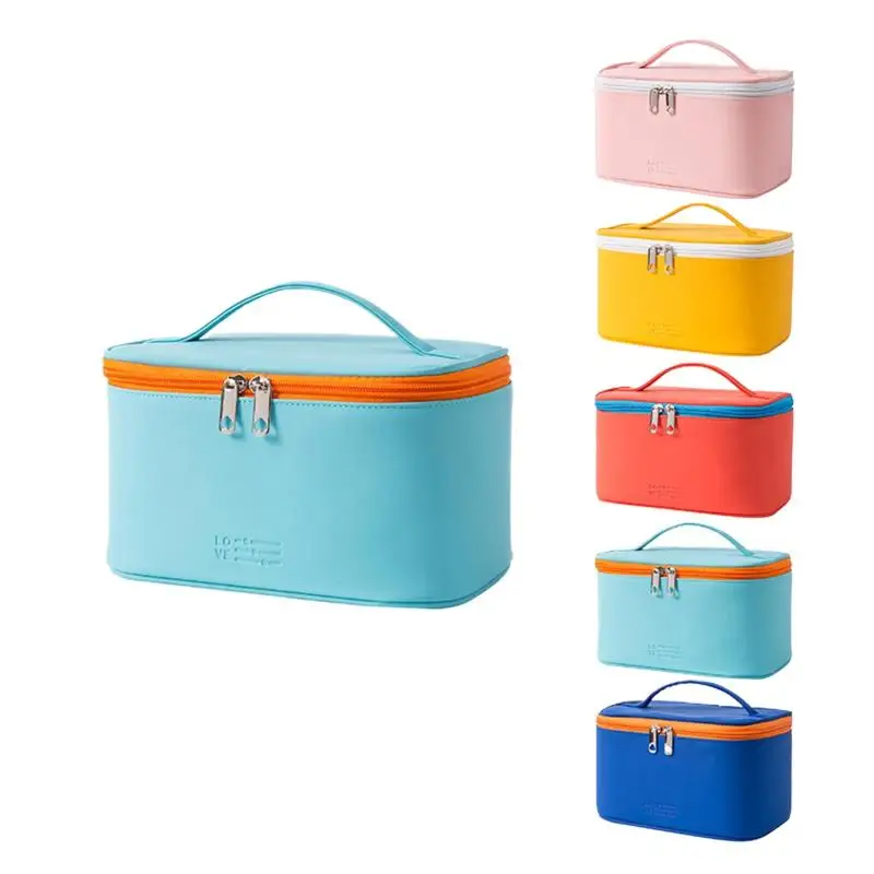 PU-Handtasche für Make-up mit Reißverschluss, tragbarer Reise-Organizer für Hautpflegeprodukte, Kosmetiktasche mit großem Fassungsvermögen zum Waschen von Kosmetika. – Detail 8