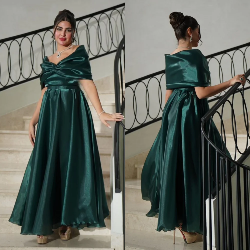 Customized Sizes Available Pleat A-line Off-the-shoulder Midi Dresses Bespoke Occasion Dresses Chinese Style Saudi Arabia