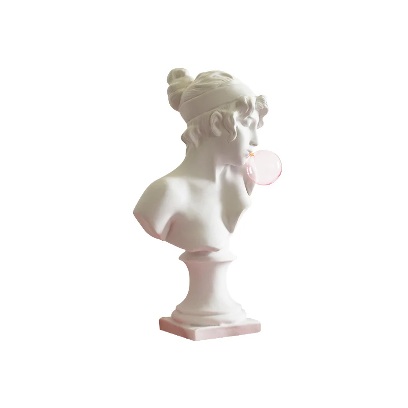 

Nordic French Pink Blowing Bubble Girl Sculpture European Art High Sense Designer Soft Decoration Ornament Large