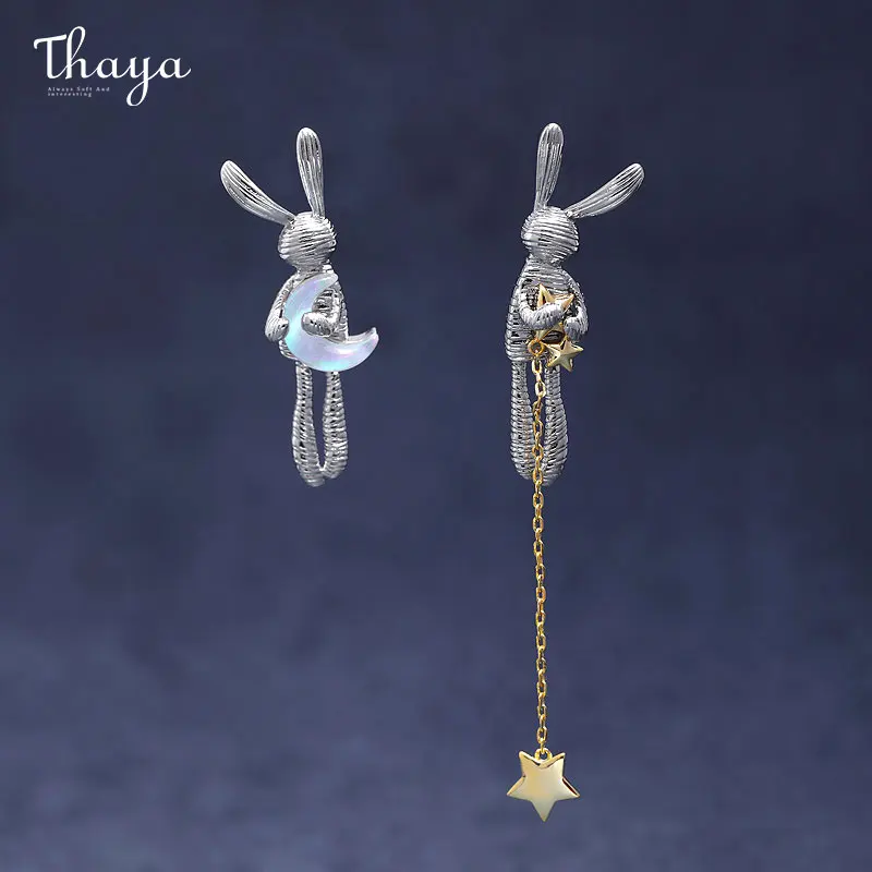 

Thaya New Trendy Rabbit Design Women Drop Earring S925 Silver Needle Crystal Pendant Earrings For Women Vintage Fine Jewelry