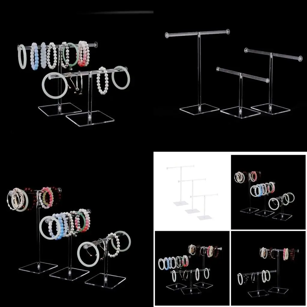 652F Elegant Clear Sturdy Acrylics Necklace Holder Jewelry Organizers with Bracelet and Earrings Display Home Organization