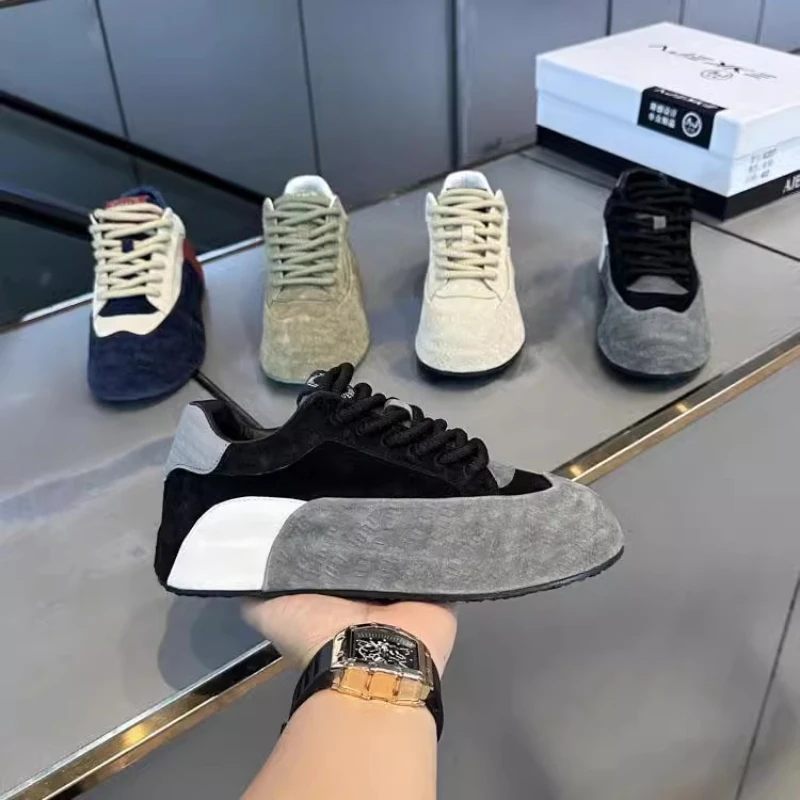 

Мужские туфли на платформе с плоской подошвой, увеличивающие рост, на толстой подошве, весенне-осенняя модная уличная спортивная повседневная обувь на шнуровке