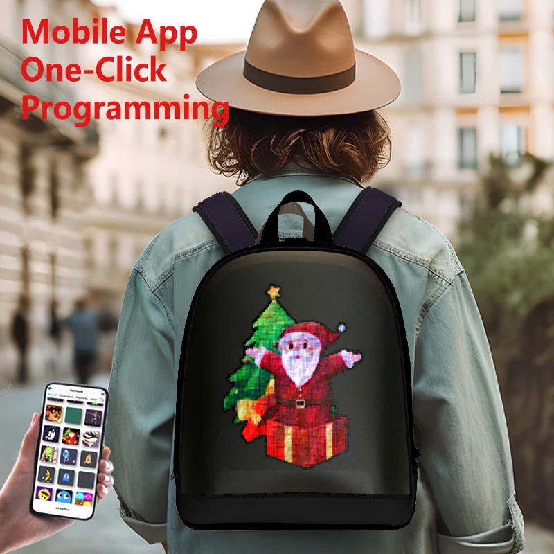 حقيبة المدرسة شاشة LED الهاتف الخليوي البرمجة DIY نمط خفيفة الوزن الصلب حالة المرأة حقيبة السفر حقائب الظهر الكلية #1