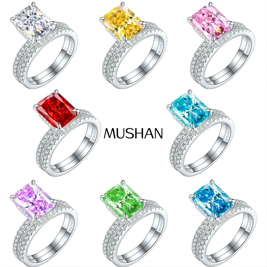 

Ювелирное кольцо MuShan класса люкс из стерлингового серебра 925 пробы с кубическим цирконием 7А, овальное, романтичное, для нее, с родиевым покрытием, изысканное ювелирное украшение