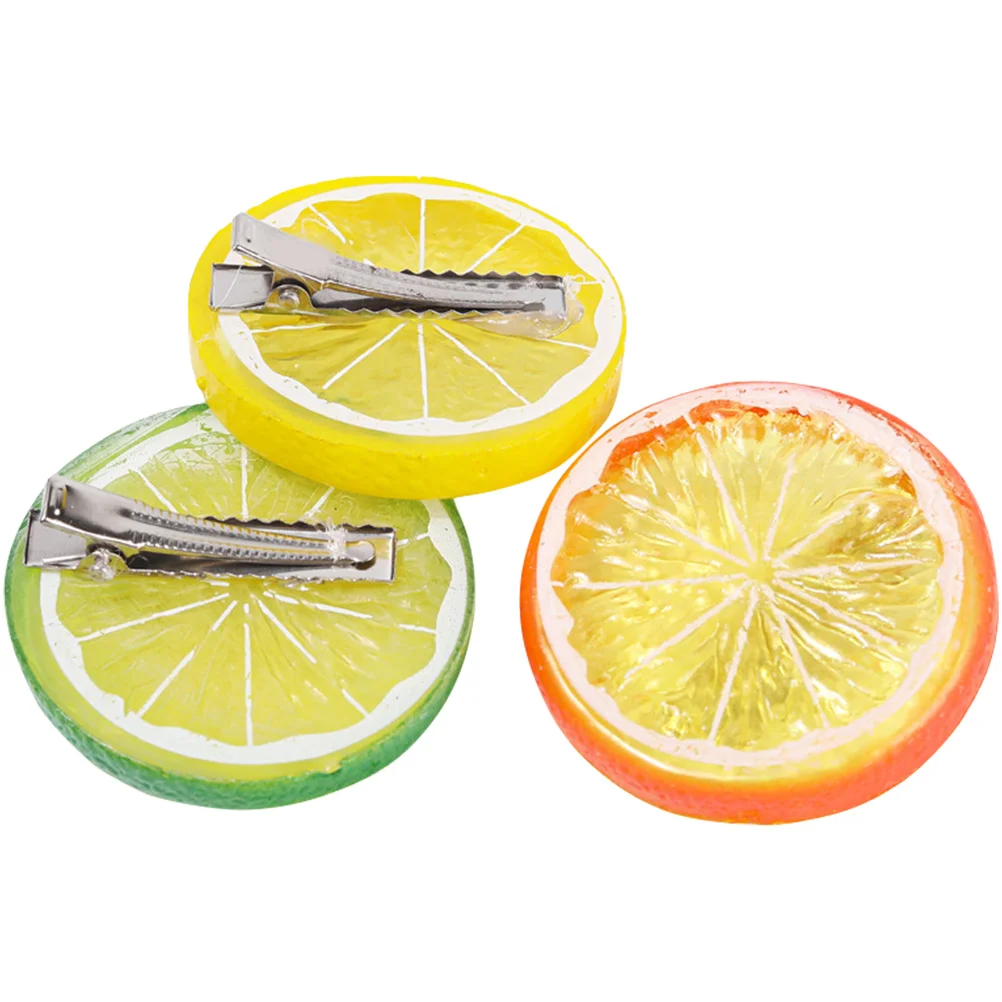 3 Pcs Simulation Lemon Hair Clip Lemons Hairpins Decor Clips Girls Accessories Creative Barrettes