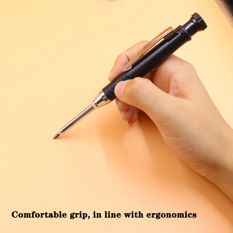Metal Solid Carpenter Mechanical Pencil 2.8mm Refill Long Nosed Deep Hole Marker Built-in Sharpener for Woodworking engineering