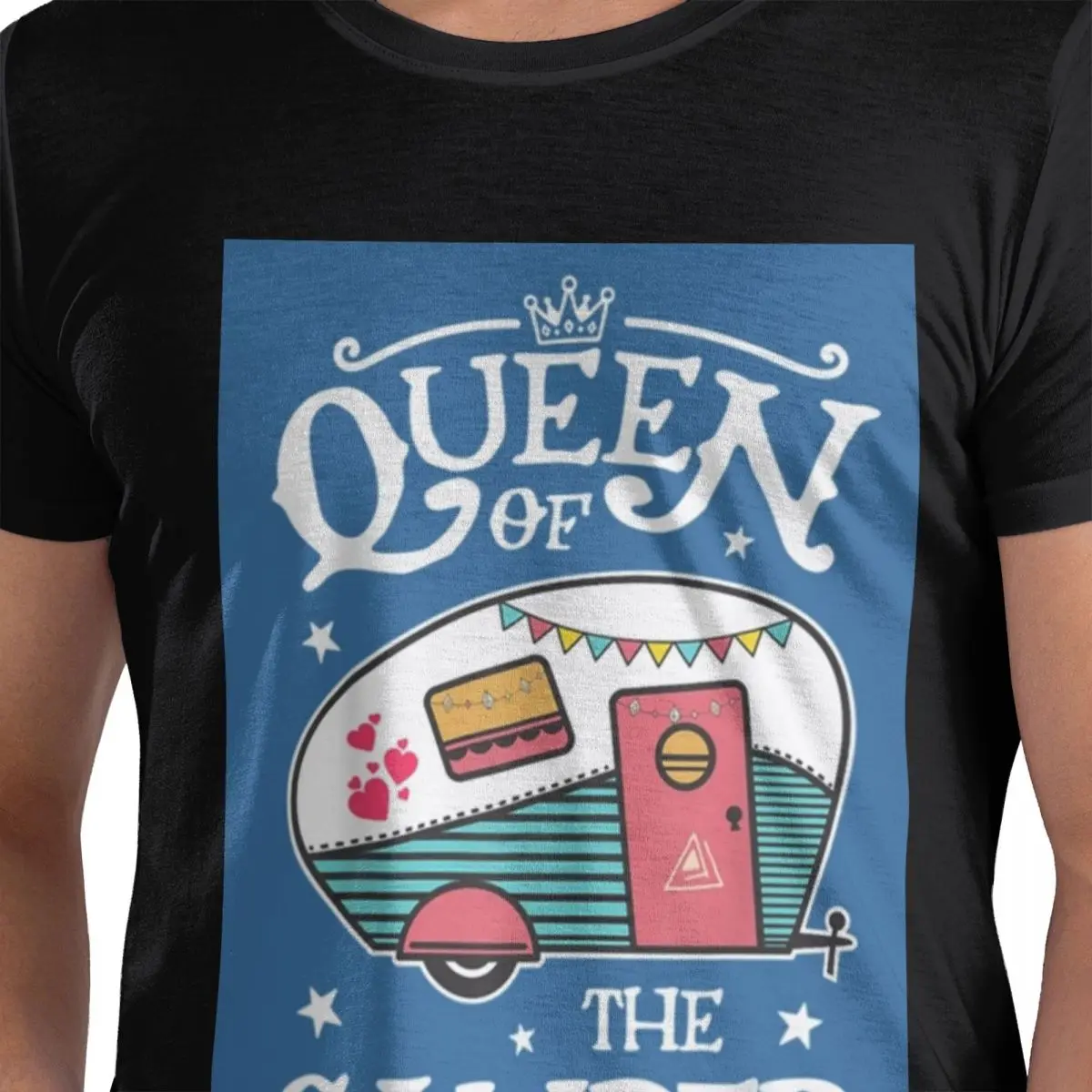 

Футболка Queen Of The Camper из 100% хлопка, мужские забавные футболки, мужские футболки с круглым вырезом и коротким рукавом, S-6XL