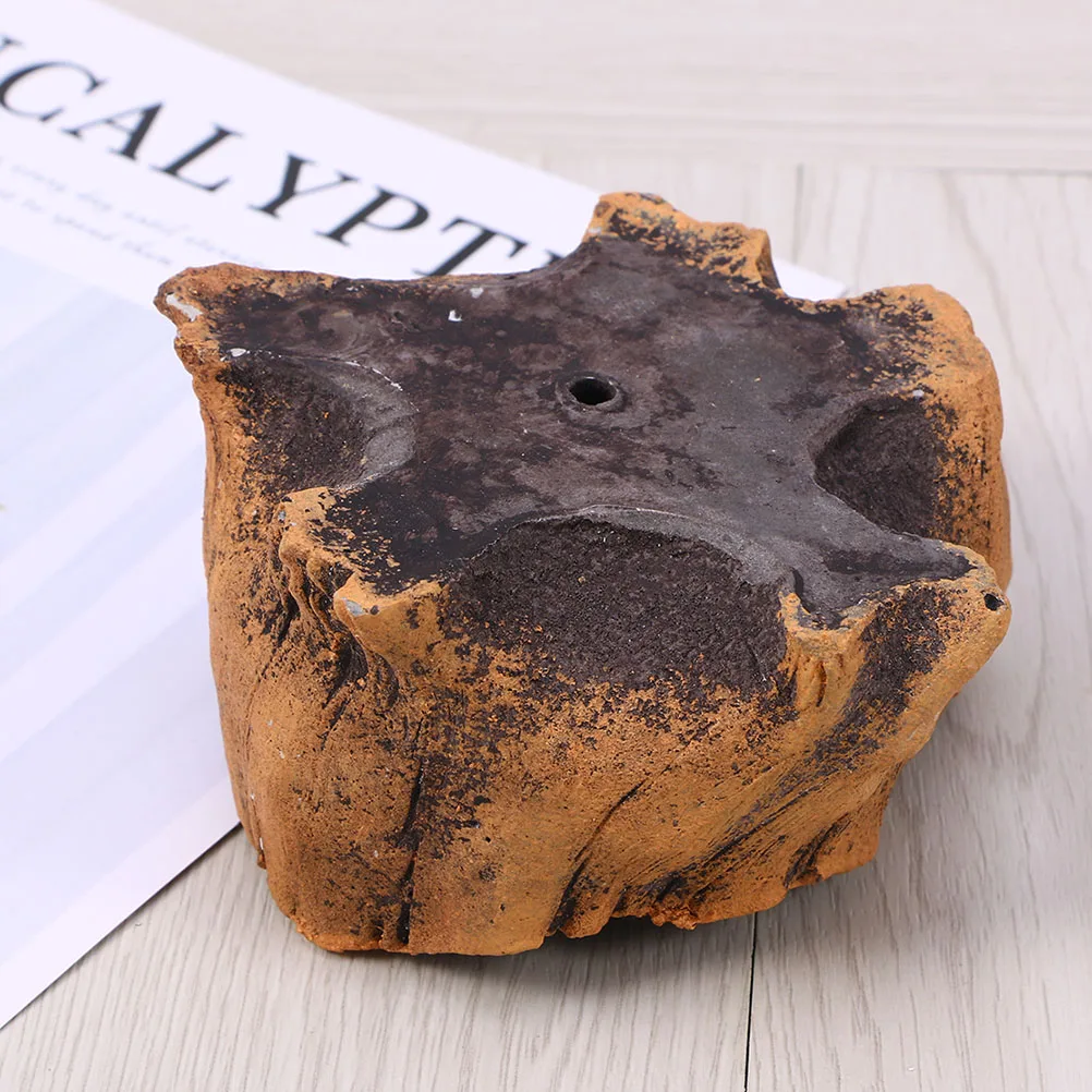 

2Pcs Simulated Stump Cement Flower Pot Vintage Plant Container Lightweight Durable Large Capacity Planter for Home Garden