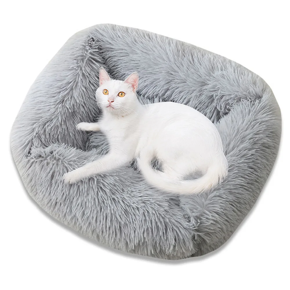 

Square Fluffy Pet Bed Long Plush Cat Dog Mats Removable Cushion Washable Plush Pet Bed for Dogs and Cats