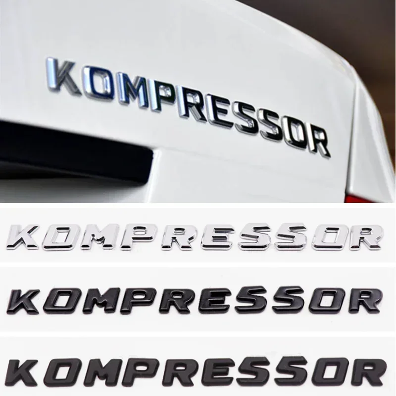 3D ABS Kompressor Letters Car Rear Trunk Fender Emblem Badge Car Sticker Decals For Mercedes C230 C200 C180 SLK CLK 200k SL CLS