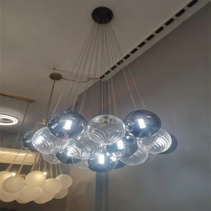 Creatieve Bubble Glazen Bal Kroonluchter Eetkamer Decoratie Grijze Eenvoudige Bubble Ball Hal Led Binnenverlichting Kroonluchter