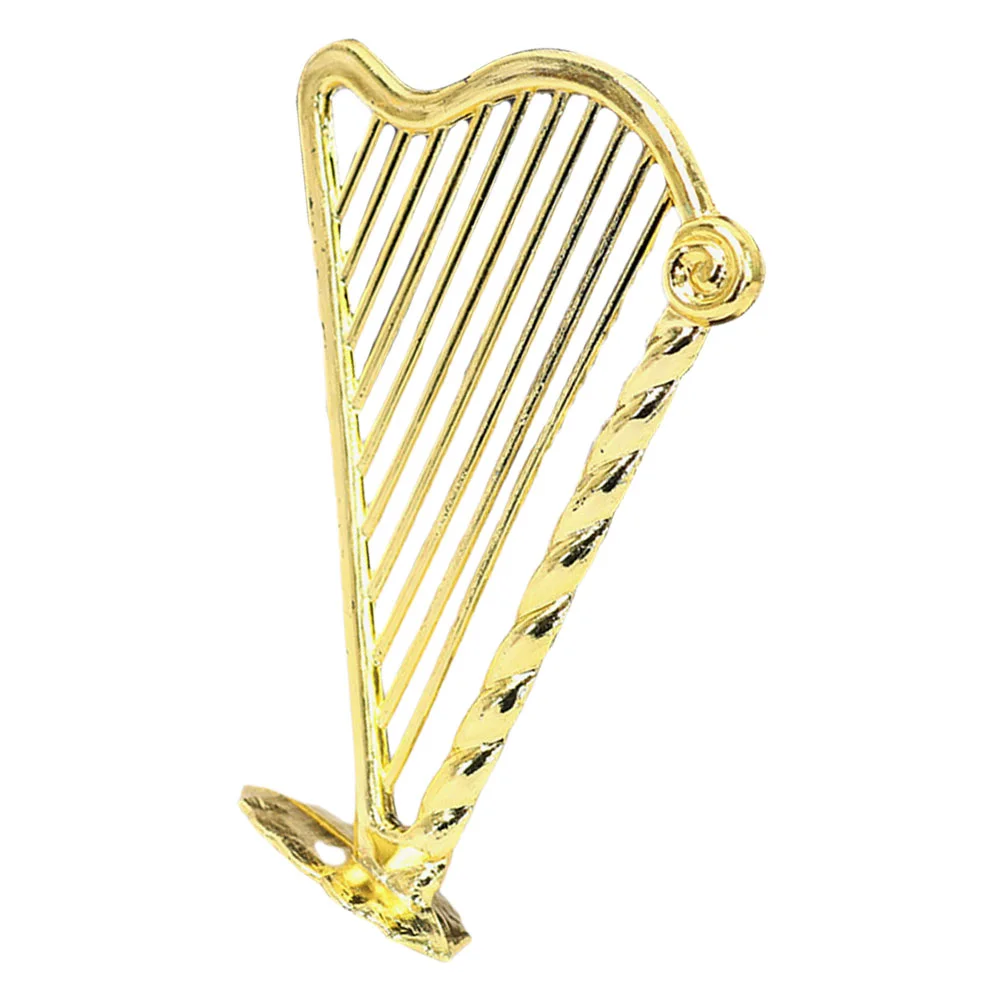 Toy Mini Harp Lifelike Ornament Musical Instrument Tiny Model Golden House Plastic Work