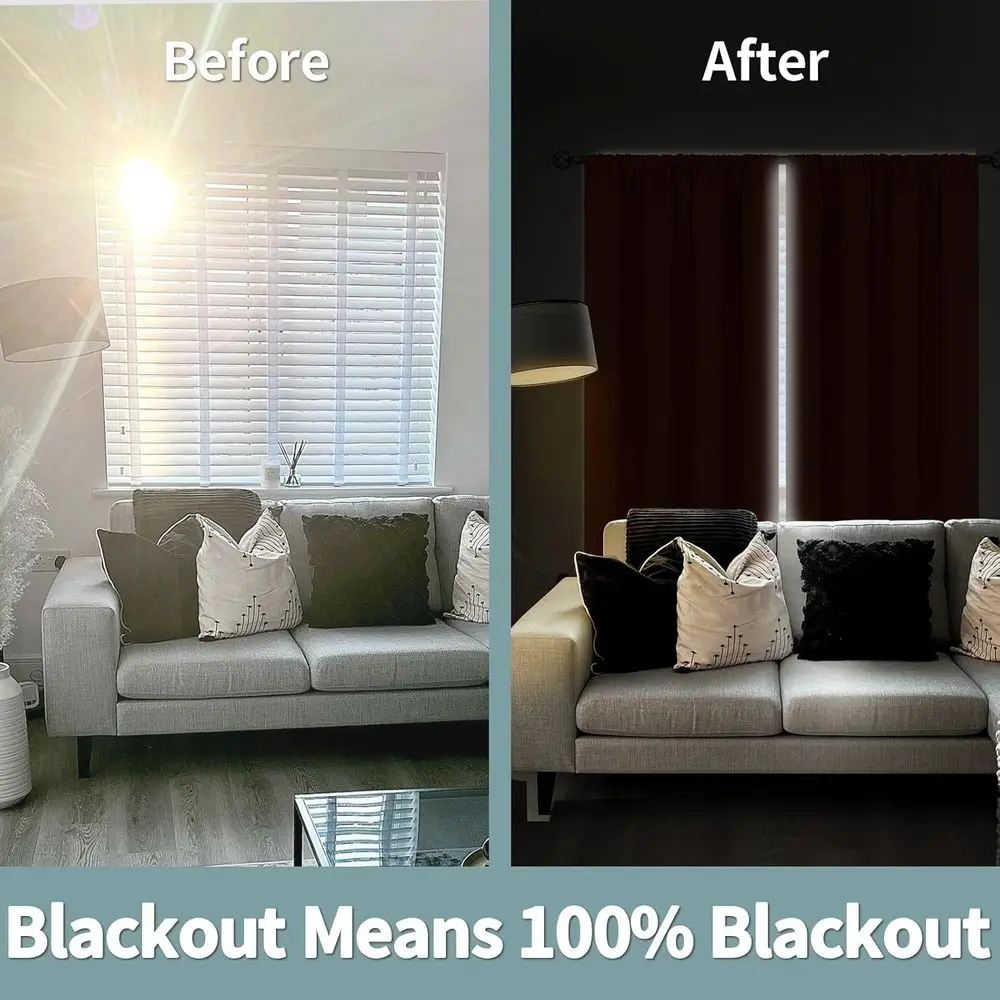 ستائر تعتيم معزولة حراريًا 84 لغرف النوم وغرف المعيشة، 52 عريضة، تقلل الضوضاء، مجموعة من لوحتين