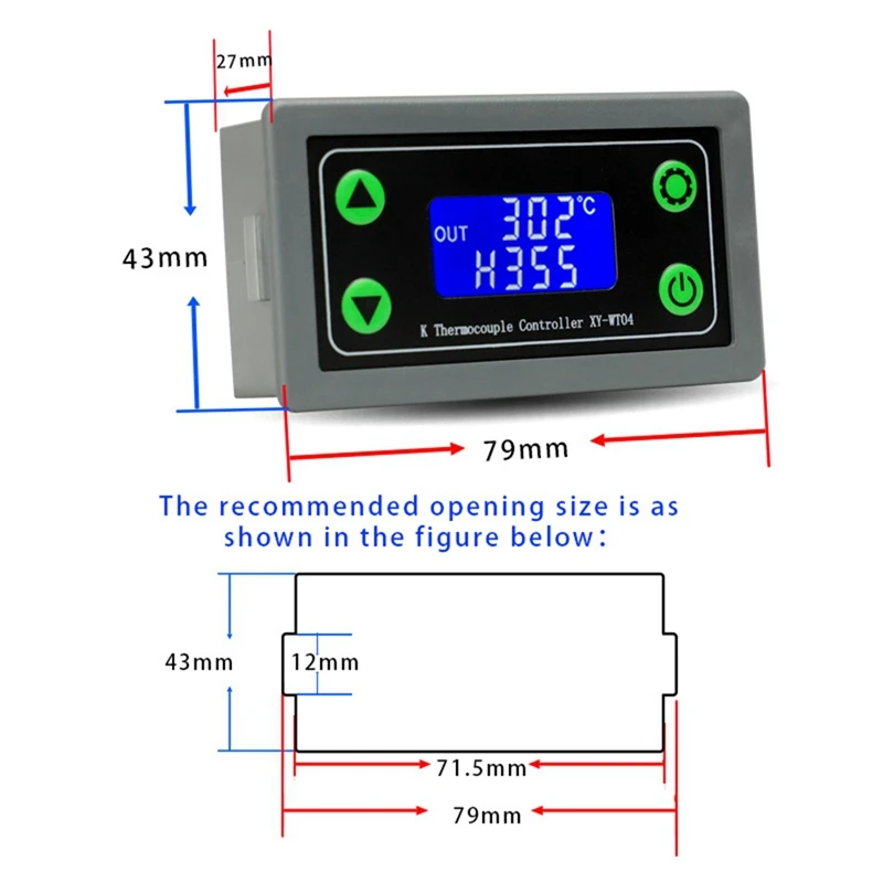 XY-WT04 High Temperature Digital Thermostat K-Type Thermocouple High Temperature Controller -99-999 Degrees