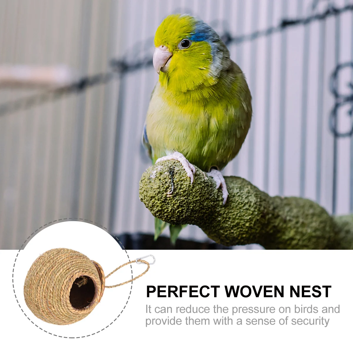 

1Pcs Ecofriendly Grass Rope Nest Dark Green Circular Knitting Pet Nondeformed Hanging Woven Cage for Home Office