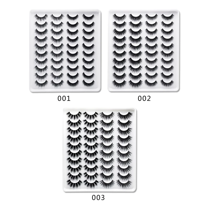 Mix en match 20 paar 3 stijlen Meerlaagse pluizige natuurlijke herbruikbare en flexibele wimpers Verlenging met ondersteuningslogo-pakket