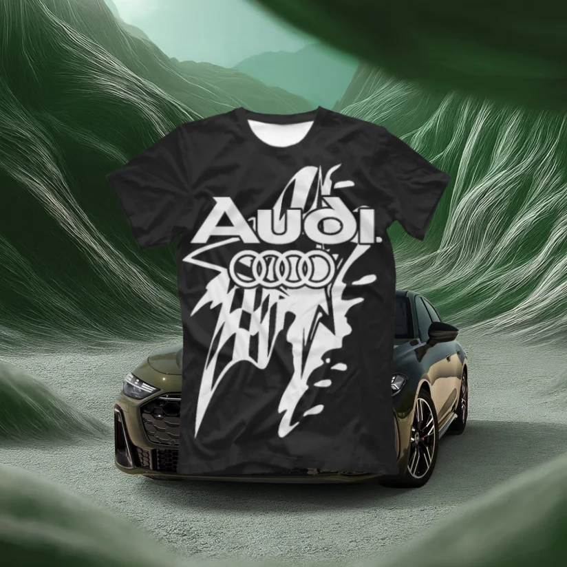 

25 New Popular Audi Racing Shirt Crew Neck T-shirt 3D Printing Breathable and Comfortable Adult Sports Short-sleeved Top Moto