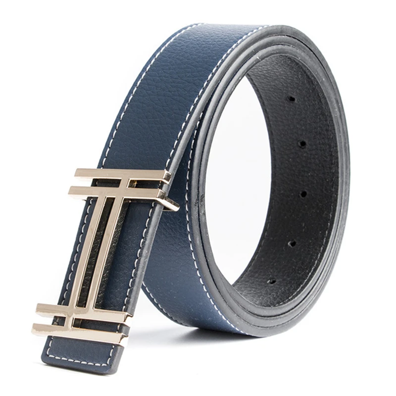 Hoge Kwaliteit Nieuwe Casual 38Mm Heren Riem Designer Echt Lederen Riemen Band Mannelijke Metalen Gladde Gesp Mode Vrouwen Riemen