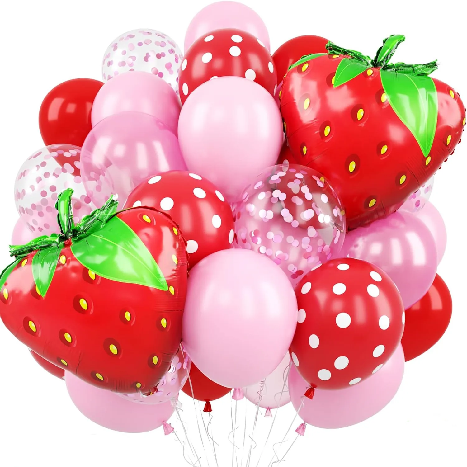 6/26pcs Strawberry Foil Balloons Pink Red Balloon Set For Sweet First Birthday Party Decoration Wedding Girls Party Decor Globos