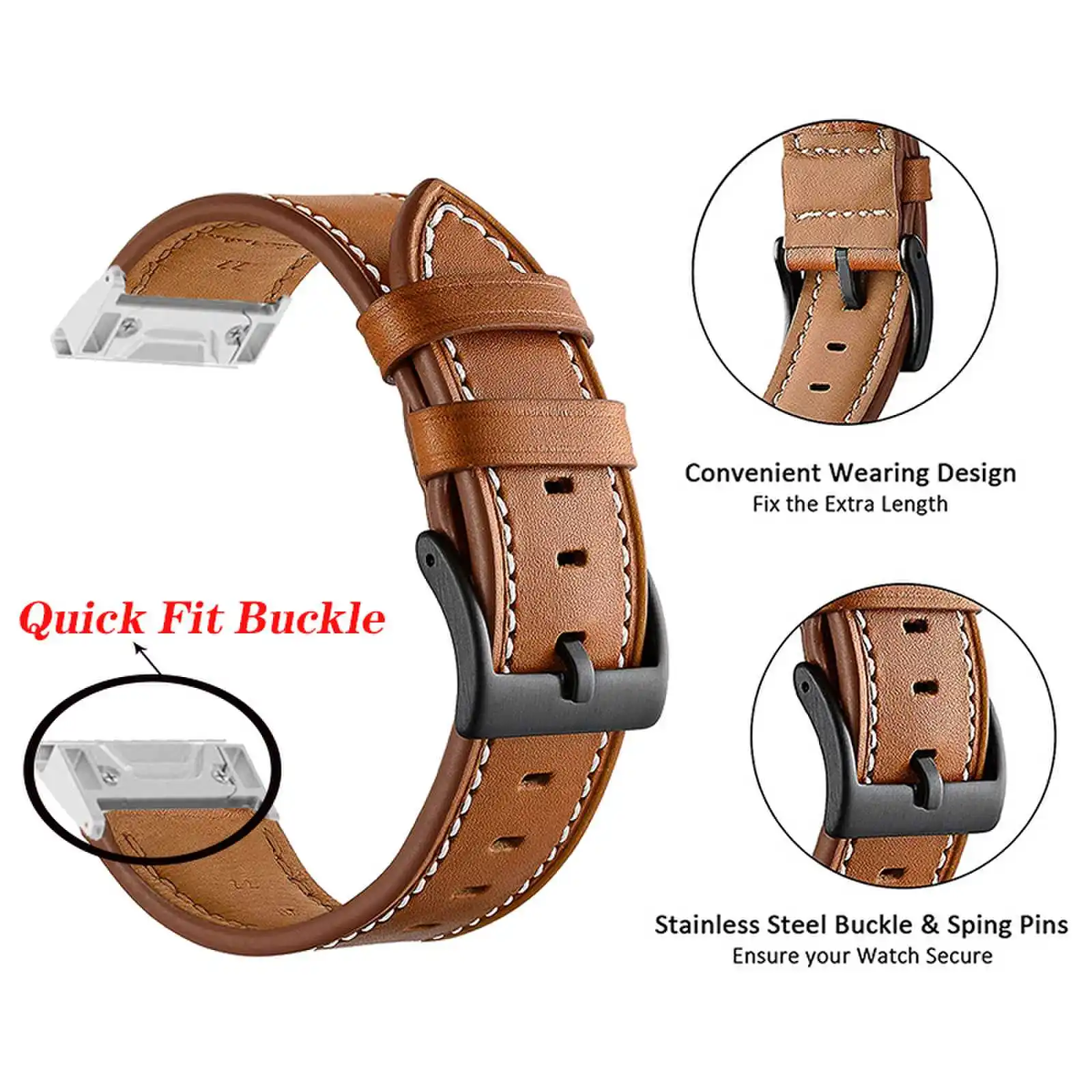 26mm 22mm 20mm Leather Bracelet For Garmin Fenix 7S 7 7X Pro 6S 6X 6 Pro 5S 5 5X Plus Forerunner 965 955 Quick Release Strap